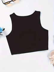 Wife Life Print Crop Tank Top Sleeveless Casual Crop Top For Summer