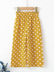 Girls High Elastic Polka Dot Wide Leg Trousers