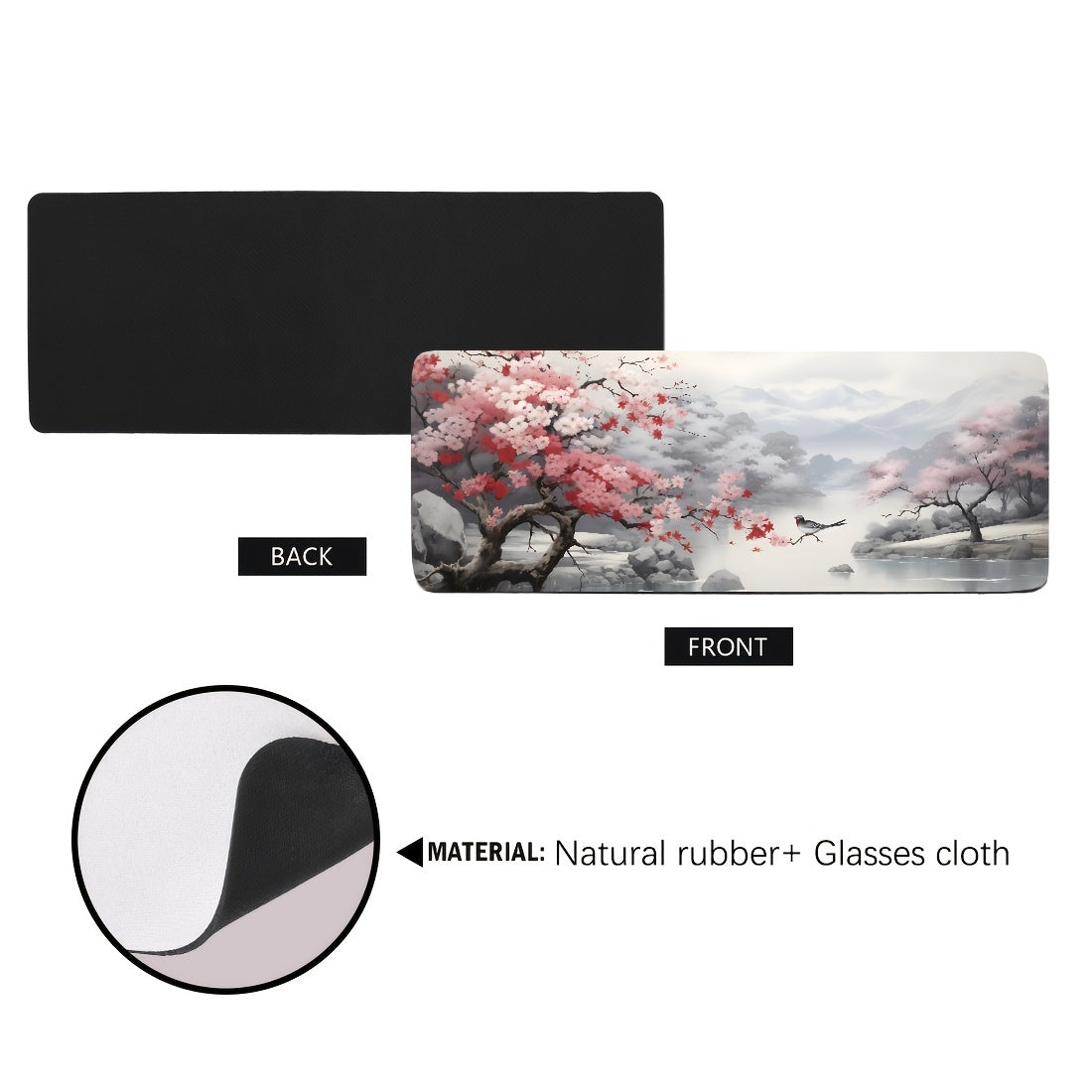 Pink Ancient Style Mountain Water Painting Series Large Desktop Mouse Pad