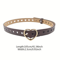 Heart Hollow Buckle PU Belt Solid Casual Waistband Jeans Pant Belt Women