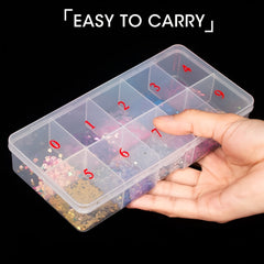 10-Section Clear Plastic Nail Tip Storage Organizer