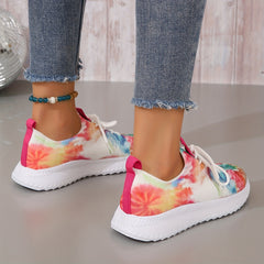 Tie Dye Lace Up Athletic Mesh Sneakers for Women