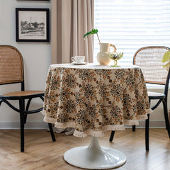 Polyester Round Table Cloth Jacquard Geometric Table Cover