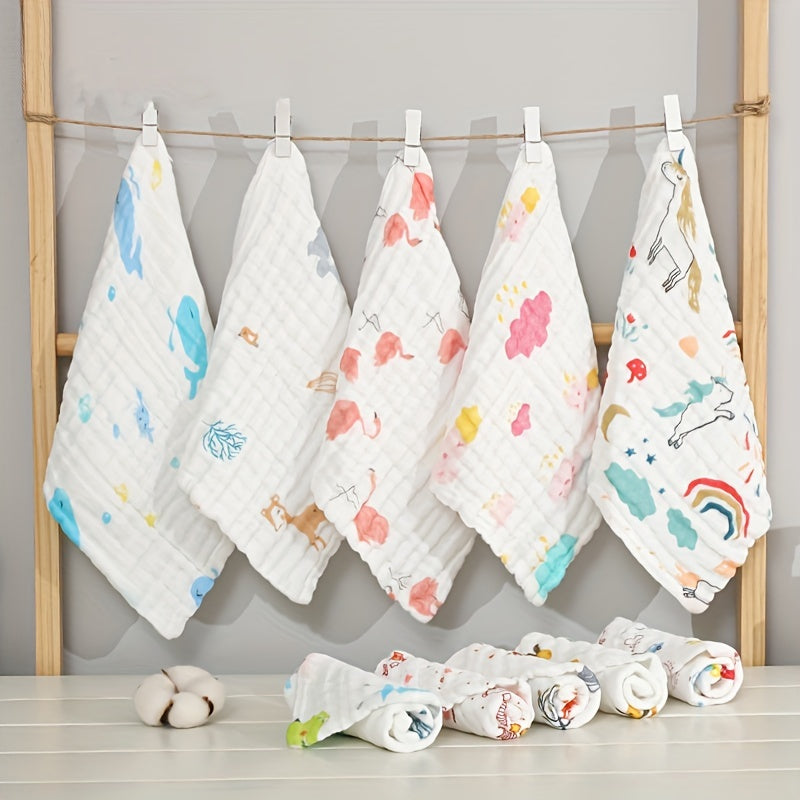 5pcs Soft Cotton Muslin Washcloths for Newborns