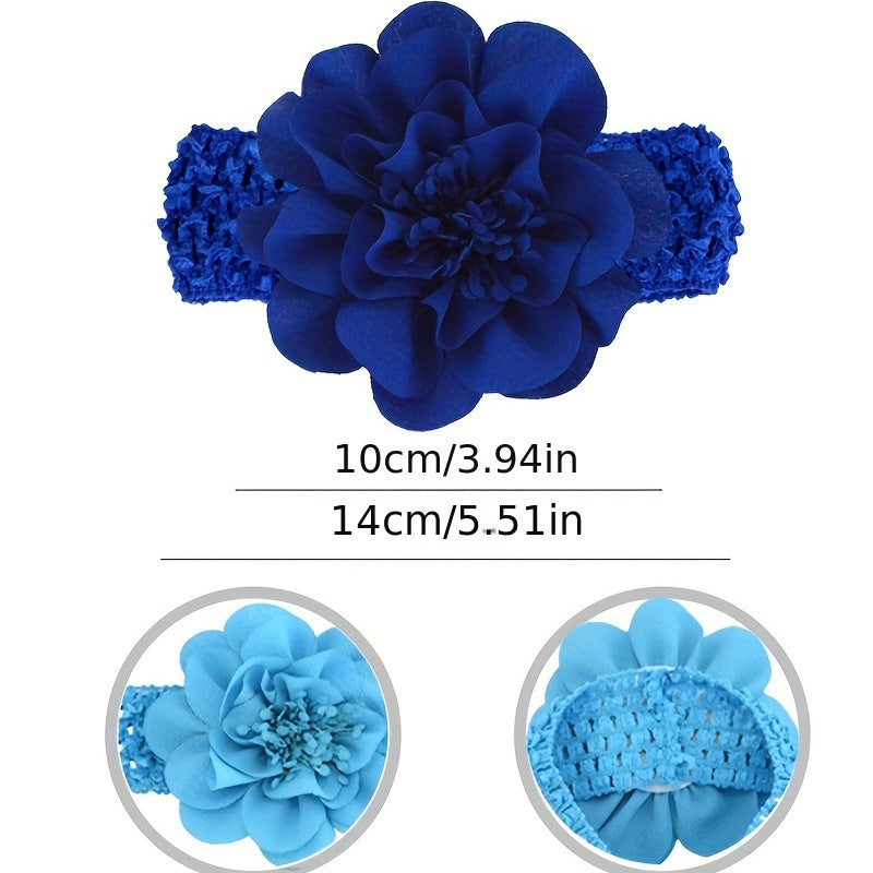 Chiffon Flower Knit Headband for Baby Girls