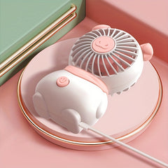 Cartoon Pig Handheld Fan USB Charging Strap Portable Pocket Mini Fan