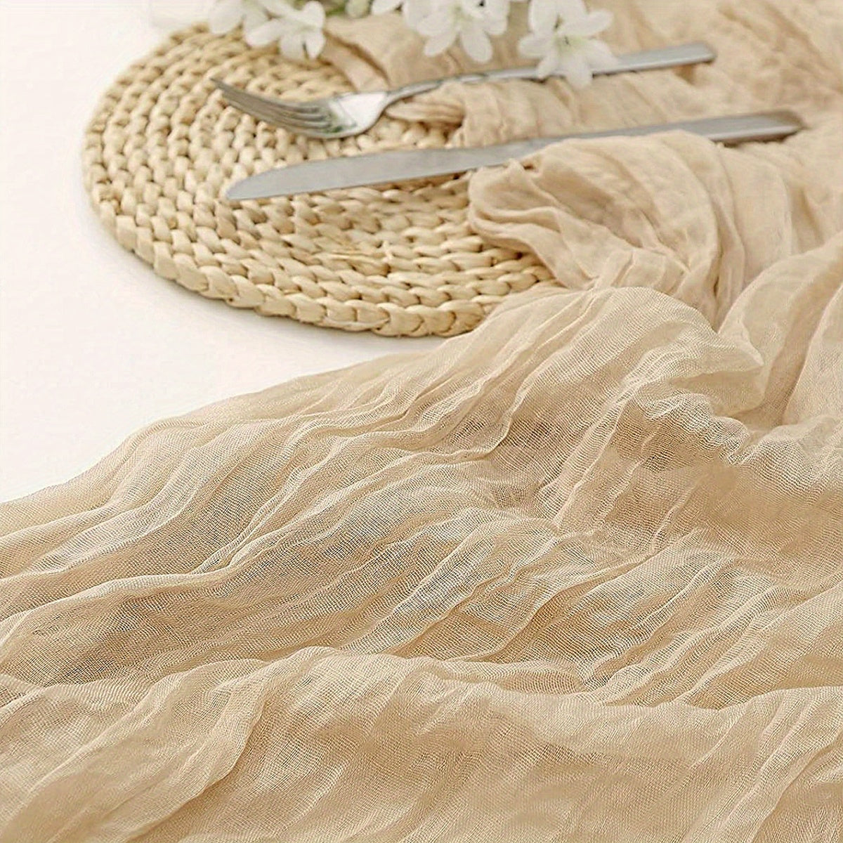 Polyester Table Runner Pleated Gauze Wedding Party Decoration