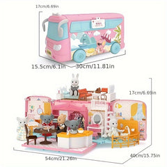 Mini Doll House Bus Car Accessories Toys Simulative Play House Toy
