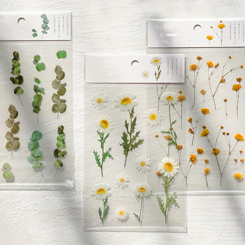 Flower Series PET Stickers for DIY Handbook Decoration Material - 6 Styles