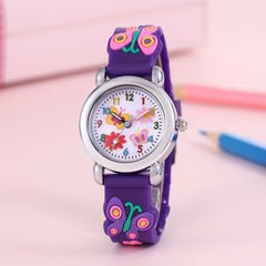 Cartoon Butterfly Graphic Silicone Quartz Watch
