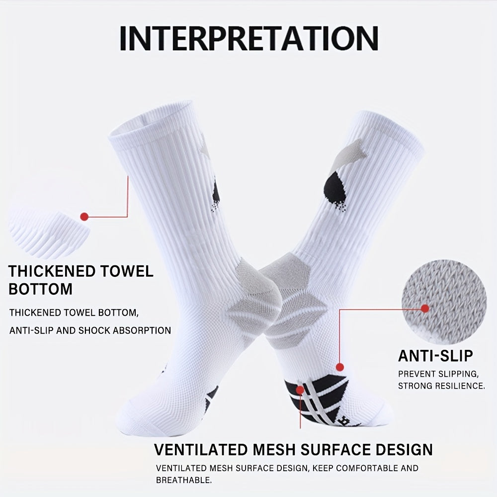 3Pairs Breathable Compression Football Mid calf Socks