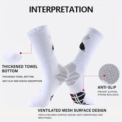 3Pairs Breathable Compression Football Mid calf Socks