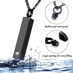 Crystal Cubic Urn Stainless Steel Locket Ashes Pendant Keepsake