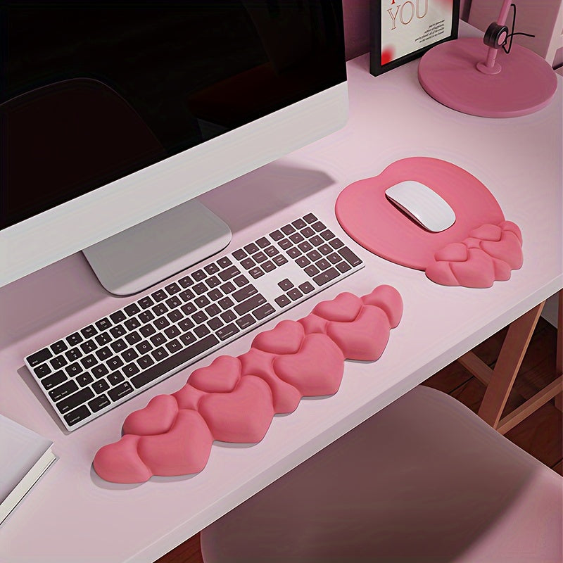 Heart Shape Mouse Pad with Wrist Rest and Keyboard Wrist Rest