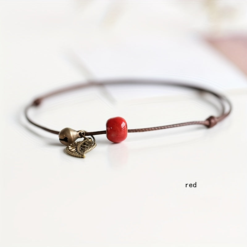 Vintage Leaf Pendant Anklet Waterproof Ankle Bracelet for Women