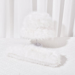 2pcs Solid Wool Warm Scarf Hat Set Women Fashionable Scarf Hat