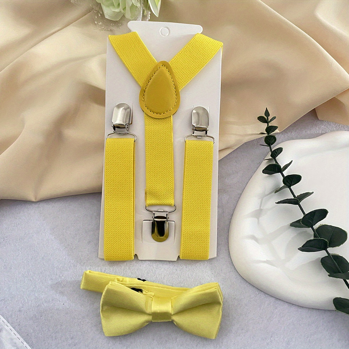 Y-Back Elastic Suspenders & Bow Tie Set for Kids
