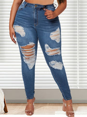 High Rise Skinny Denim Jeans Women's Plus High Stretch Casual Jeans
