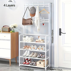 3-Tier Shoe Storage Rack with Clothes Shelf