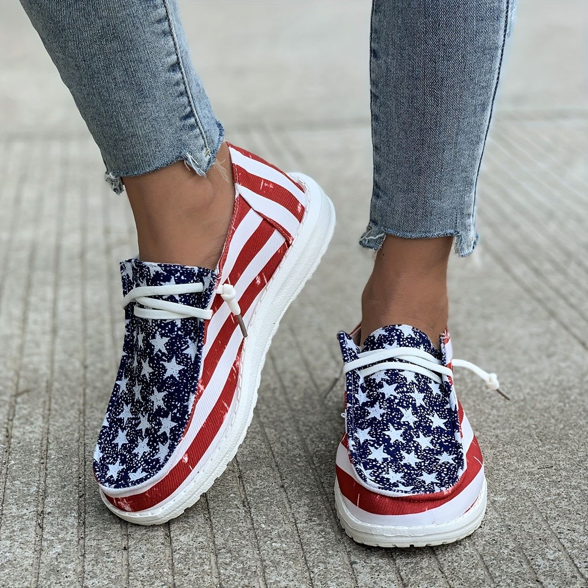 Women's Independence Flag Canvas Shoes Lightweight Low Top Sneakers