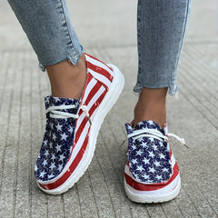 Women's Independence Flag Canvas Shoes Lightweight Low Top Sneakers