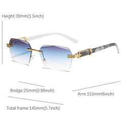 Rectangle Frameless Vintage Rimless Sunglasses for Women Men