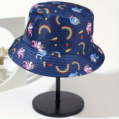 Cartoon Print Bucket Hat Lightweight Basin Hat Casual Sunscreen Fisherman Cap