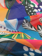 Retro Bikini Bottoms & Leaf Print Cover Up Skirt