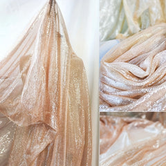 Golden Silk Cloth Champagne Mesh Stage Dress Fabric