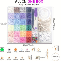 6000pcs 6mm Flat Clay Beads, 24 Colors, DIY Bracelet Making, Children's Gift