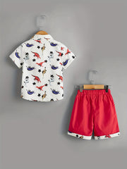 Boys Dino Print 2pc Set Shirt & Shorts