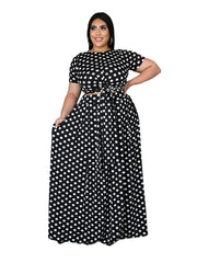 Polka Print Two Piece Set Crop Top & Maxi Skirt