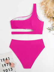 One Shoulder Cut Out Bikini Set
