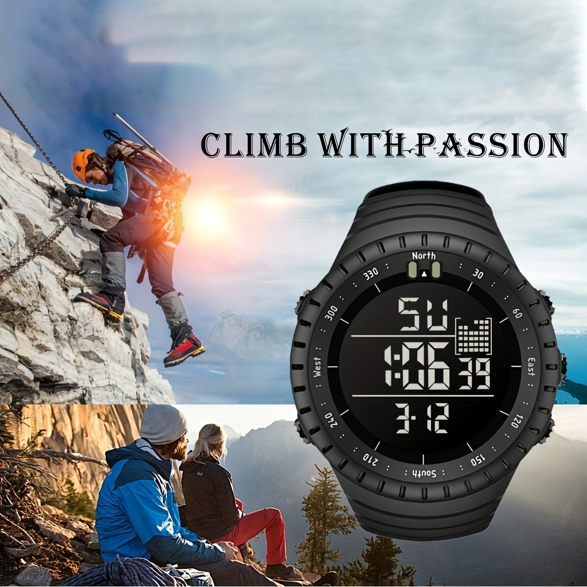 Outdoor Women's Digital Wrist Watch with Big Dial Font Display