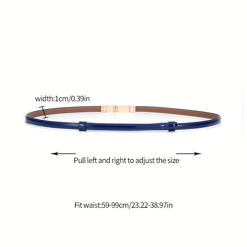 Crystal Decor Bright Belt Adjustable Thin Waist Belt For Women