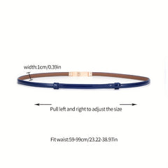 Crystal Decor Bright Belt Adjustable Thin Waist Belt For Women