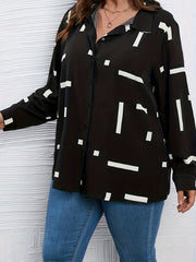 Stripe Print Button Up Long Sleeve Blouse