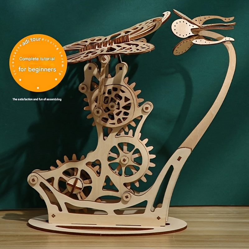 3D Puzzle Mechanical Butterfly Ornament Wooden Toy