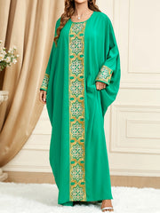 Women's Applique Batwing Sleeve Maxi Dress