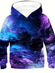 Boy's 3D Space Print Hoodie For Outdoor