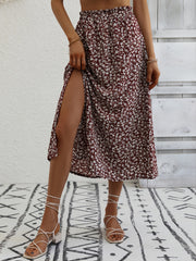 Boho Floral High Waist Split A Line Skirt