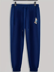 Dog Print Men's Drawstring Sweatpants for Spring Autumn