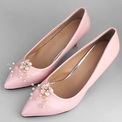 Faux Pearl Crystals Flower Shoe Clips Party Buckle Bridal Wedding Charms 1pair