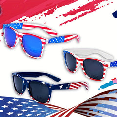 Men's Star Print Striped Sunglasses UV Protection Independence Sunglasses