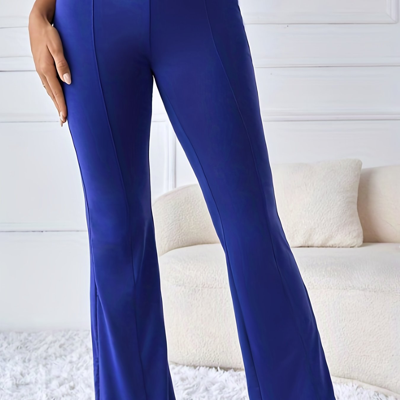 Solid Elastic Flare Leg Pants Women's Casual Spring Summer Clothing