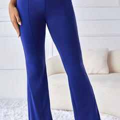 Solid Elastic Flare Leg Pants Women's Casual Spring Summer Clothing