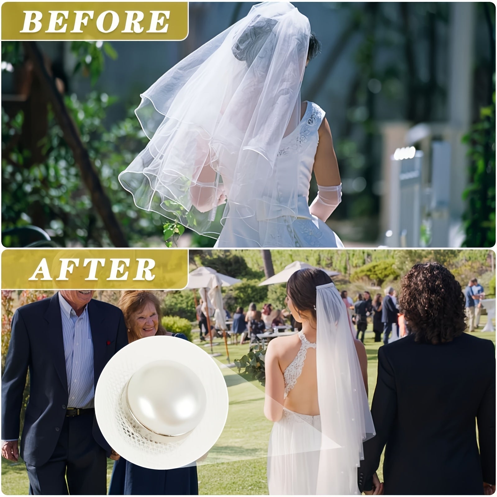 8pcs Magnetic Veil Set for Weddings Bridal Parties - Minimalist Style