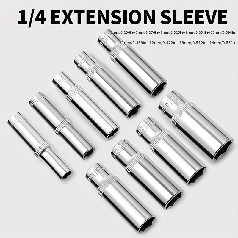 1/4 Socket Set Combination Hexagonal Socket Head Square Ratchet Wrench 6.3mm