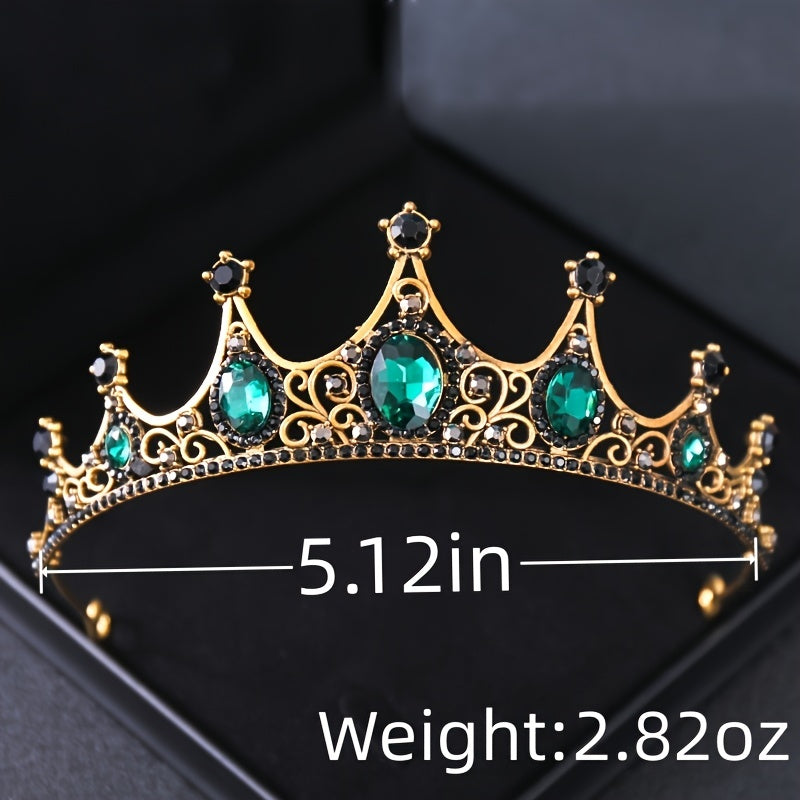 Green Crystal Crowns Rhinestone Bridal Wedding Hair Accessory