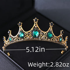 Green Crystal Crowns Rhinestone Bridal Wedding Hair Accessory